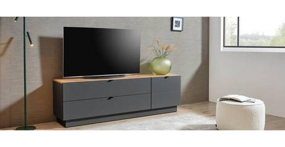 TV-ELEMENT Graphitfarben, Eiche Artisan  140/62/44 cm  - Schwarz/Graphitfarben, MODERN, Holzwerkstoff/Metall (140/62/44cm) - Hom`in
