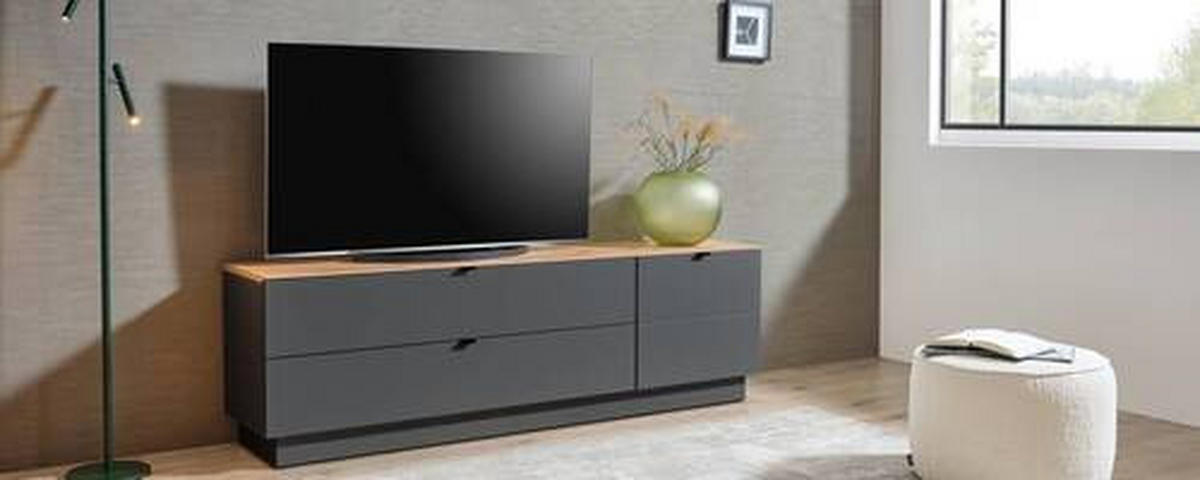 TV-ELEM 140/62/44 cm  - grafitszürke/fekete, Modern, faalapú anyag/fém (140/62/44cm) - Hom`in