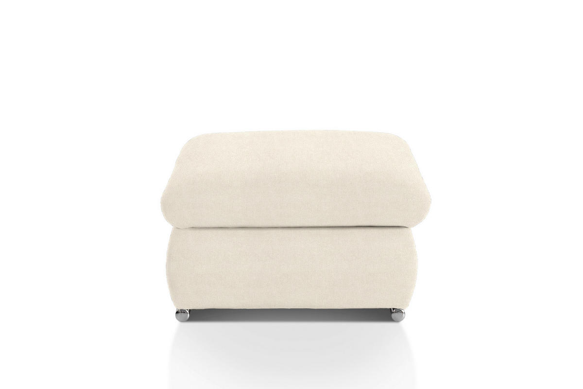 HOCKER Chenille Creme  - Chromfarben/Creme, Design, Textil/Metall (101/45/74cm) - Livetastic