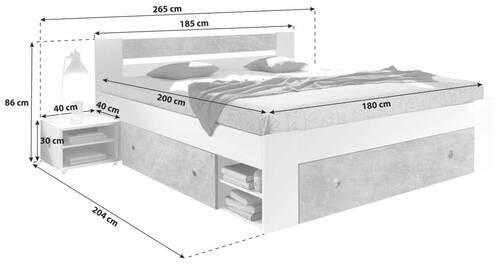 SET KREVETA I NOĆNIH ORMARIĆA   180/200 cm   bijela  - bijela, Moderno (180/200cm) - MID.YOU