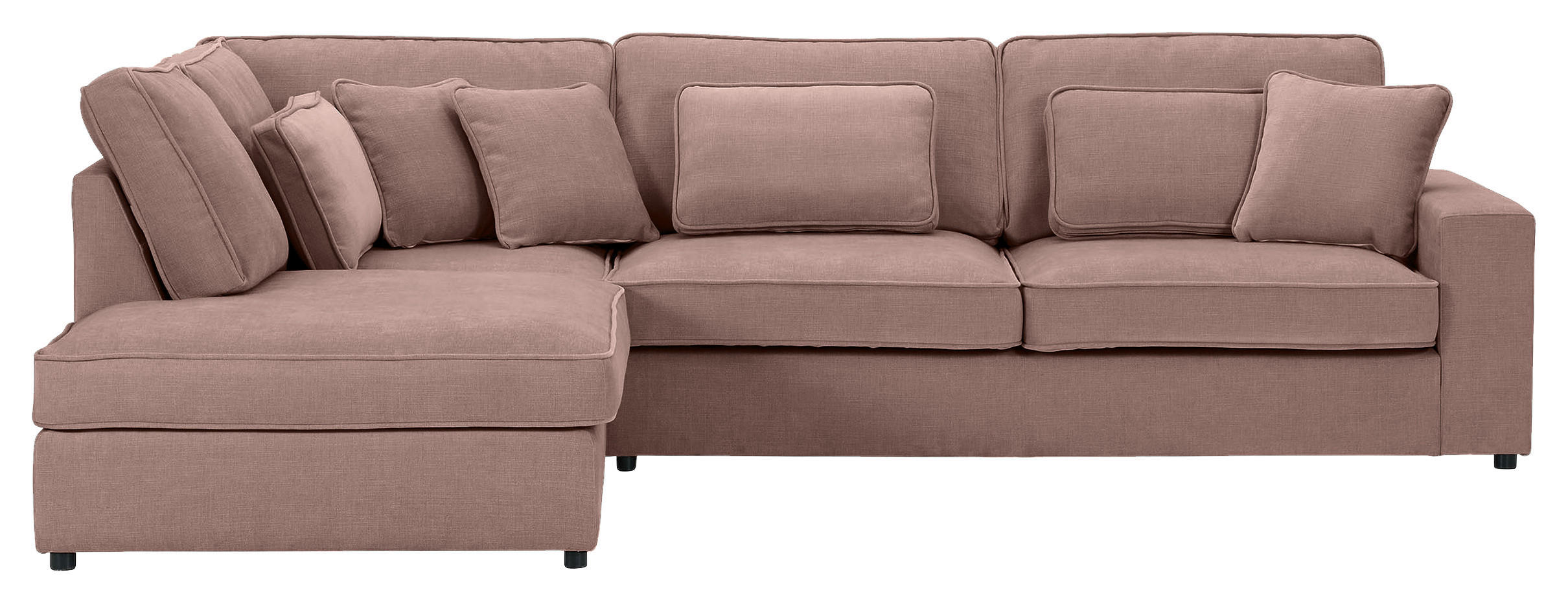 ECKSOFA Flachgewebe Altrosa  - Schwarz/Altrosa, Modern, Kunststoff/Textil (228/307cm) - Carryhome