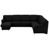 WOHNLANDSCHAFT Echtleder Schwarz  - Alufarben/Schwarz, Konventionell, Leder/Metall (165/329/239cm) - Beldomo Premium
