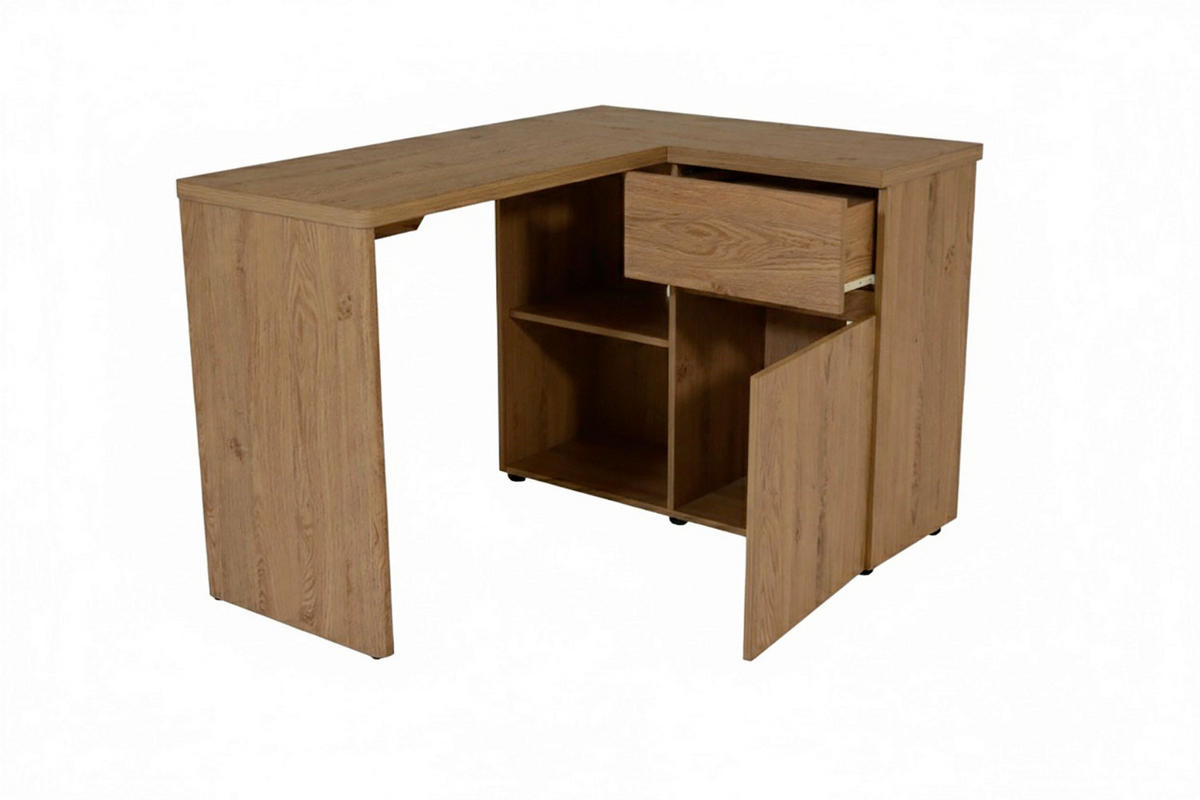 ECKSCHREIBTISCH 117/90/75,7 cm Eichefarben Stauraum, seitenverkehrt montierbar  - Eichefarben, KONVENTIONELL, Holzwerkstoff (117/90/75,7cm) - MID.YOU