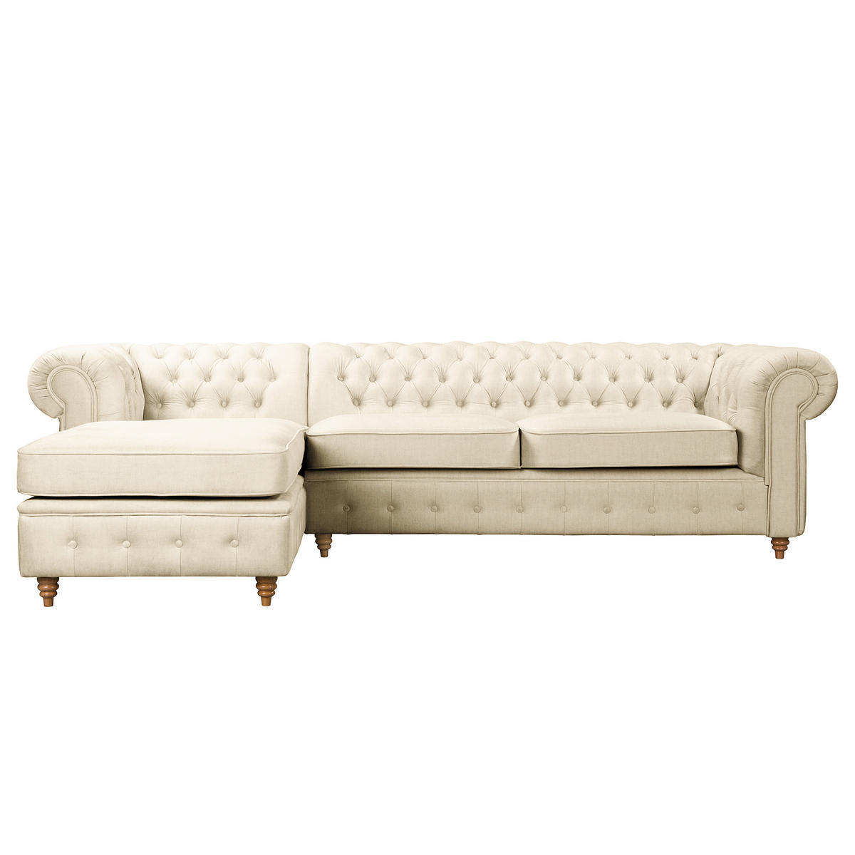 ECKSOFA Laura in Mikrofaser Creme  182/284 cm  - Creme/Braun, Design, Holz/Textil (182/284cm) - P & B