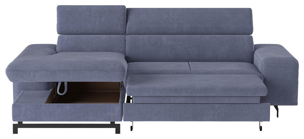 ECKSOFA Blau Chenille  - Blau/Schwarz, Textil/Metall (165/267cm) - MID.YOU