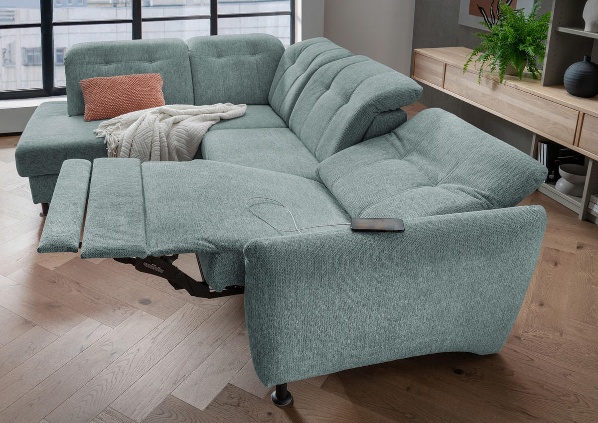ECKSOFA in Chenille Blau  - Blau/Schwarz, Modern, Textil/Metall (198/270cm) - Livetastic