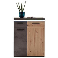 SCHUHSCHRANK 75/99/38 cm  - Eichefarben/Anthrazit, Design, Holzwerkstoff/Metall (75/99/38cm) - Voleo