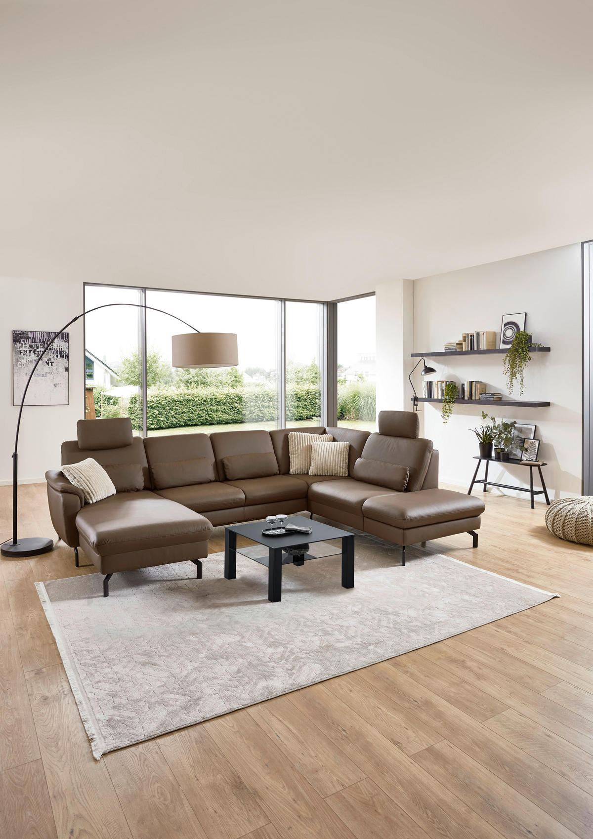 SAROKGARNITÚRA bőr barna  - barna/fekete, Konventionell, bőr/fém (168/306/224cm) - Beldomo Premium