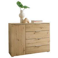 COMODĂ 120/90/38 cm  - stejar Artisan/culoare aluminiu, Konventionell, plastic/material pe bază de lemn (120/90/38cm) - Ti'me
