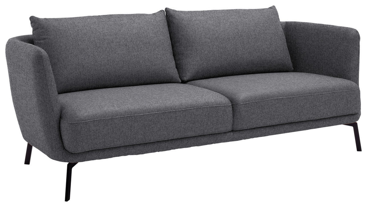 3-SITZER-SOFA Flachgewebe Grau  - Schwarz/Grau, Design, Textil/Metall (210/71/91cm) - Schöner Wohnen