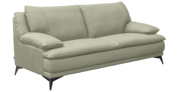2,5-SITZER Taupe Echtleder  - Taupe/Schwarz, Design, Leder/Metall (212/92/98cm) - Novel