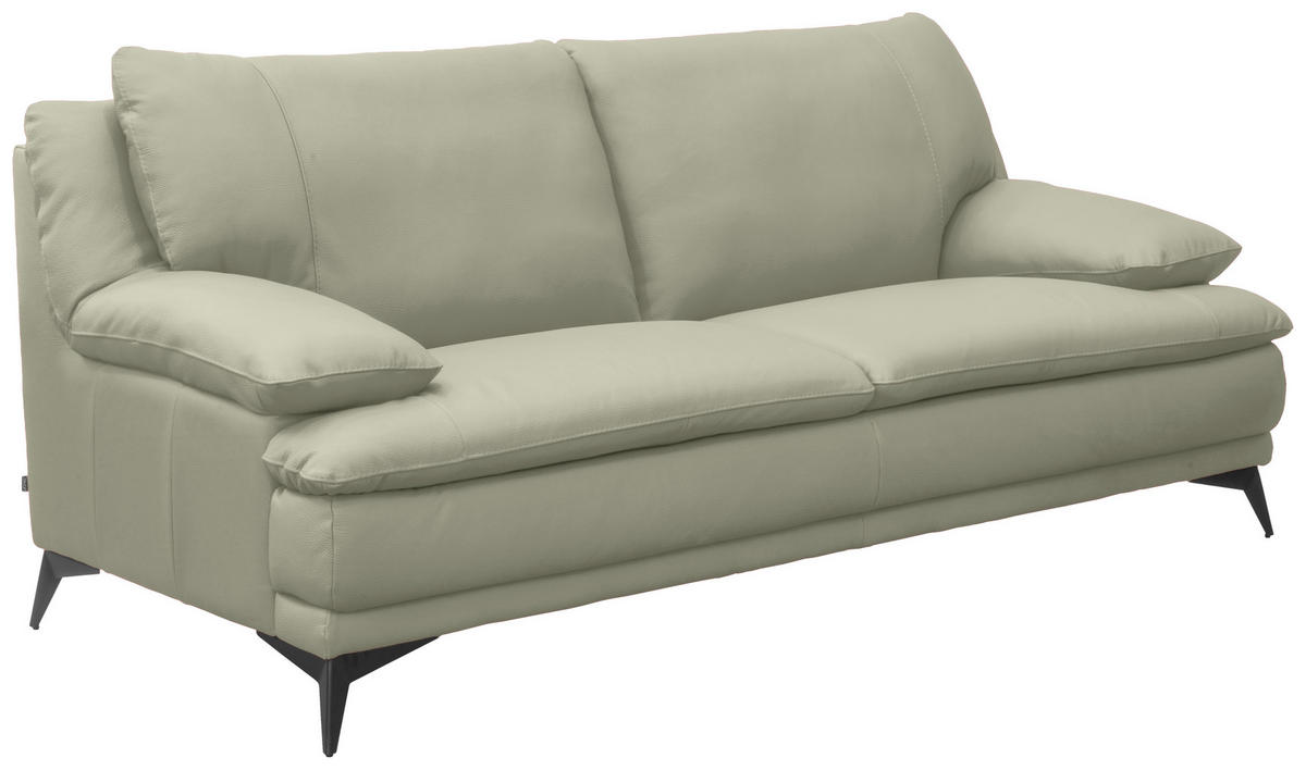2,5-SITZER Taupe Echtleder  - Taupe/Schwarz, Design, Leder/Metall (212/92/98cm) - Novel
