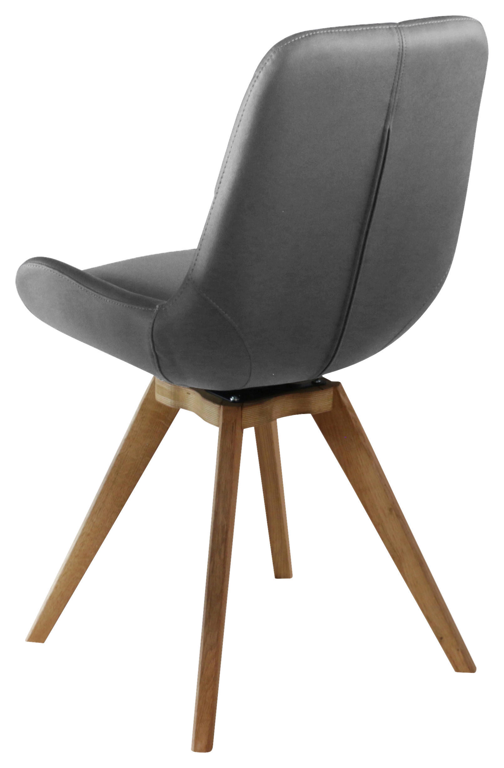 STUHL  in Lederlook (vegan) Holz, Textil  - Eichefarben/Grau, KONVENTIONELL, Holz/Textil (58/87/64,5cm) - Linea Natura