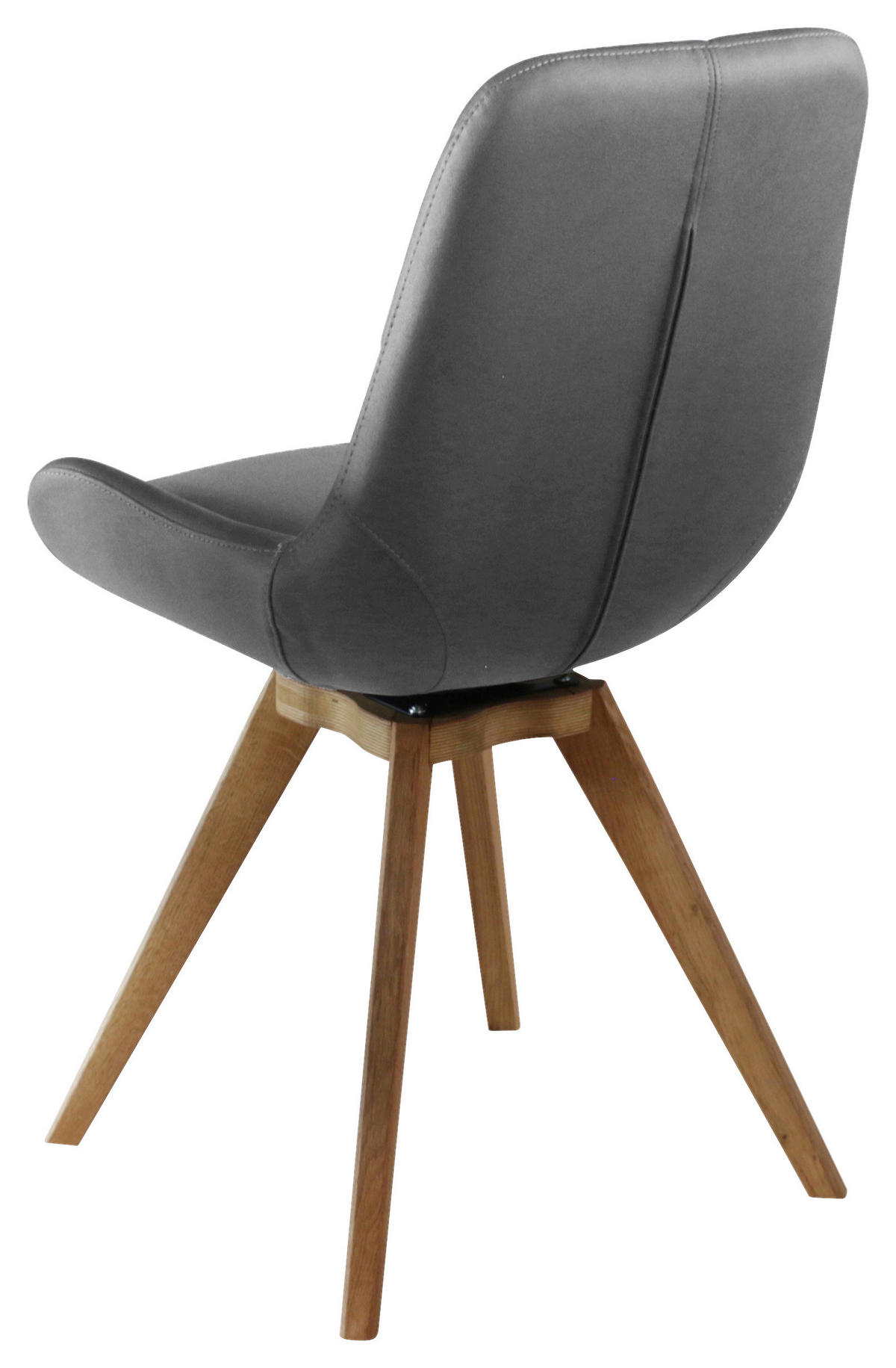 STUHL Lederlook (vegan) Grau Eiche teilmassiv  - Eichefarben/Grau, KONVENTIONELL, Holz/Textil (58/87/64,5cm) - Linea Natura