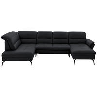 WOHNLANDSCHAFT in Echtleder Anthrazit  - Anthrazit/Schwarz, Design, Leder/Metall (206/336/181cm) - Beldomo Speed