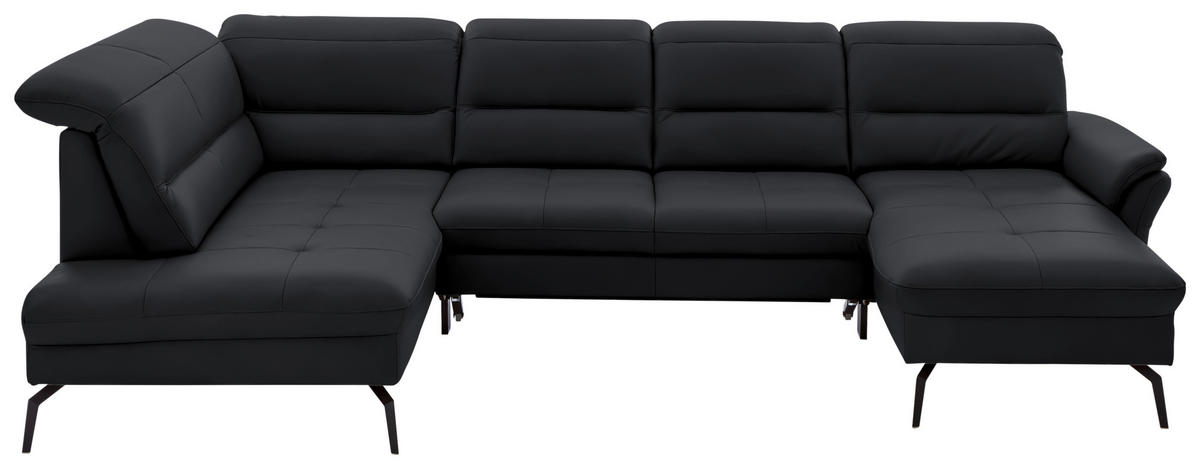 WOHNLANDSCHAFT in Echtleder Anthrazit  - Anthrazit/Schwarz, Design, Leder/Metall (206/336/181cm) - Beldomo Speed