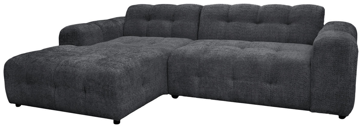 ECKSOFA RUNO Dunkelgrau Bouclé  - Dunkelgrau/Schwarz, Design, Kunststoff/Textil (175/270cm) - MID.YOU