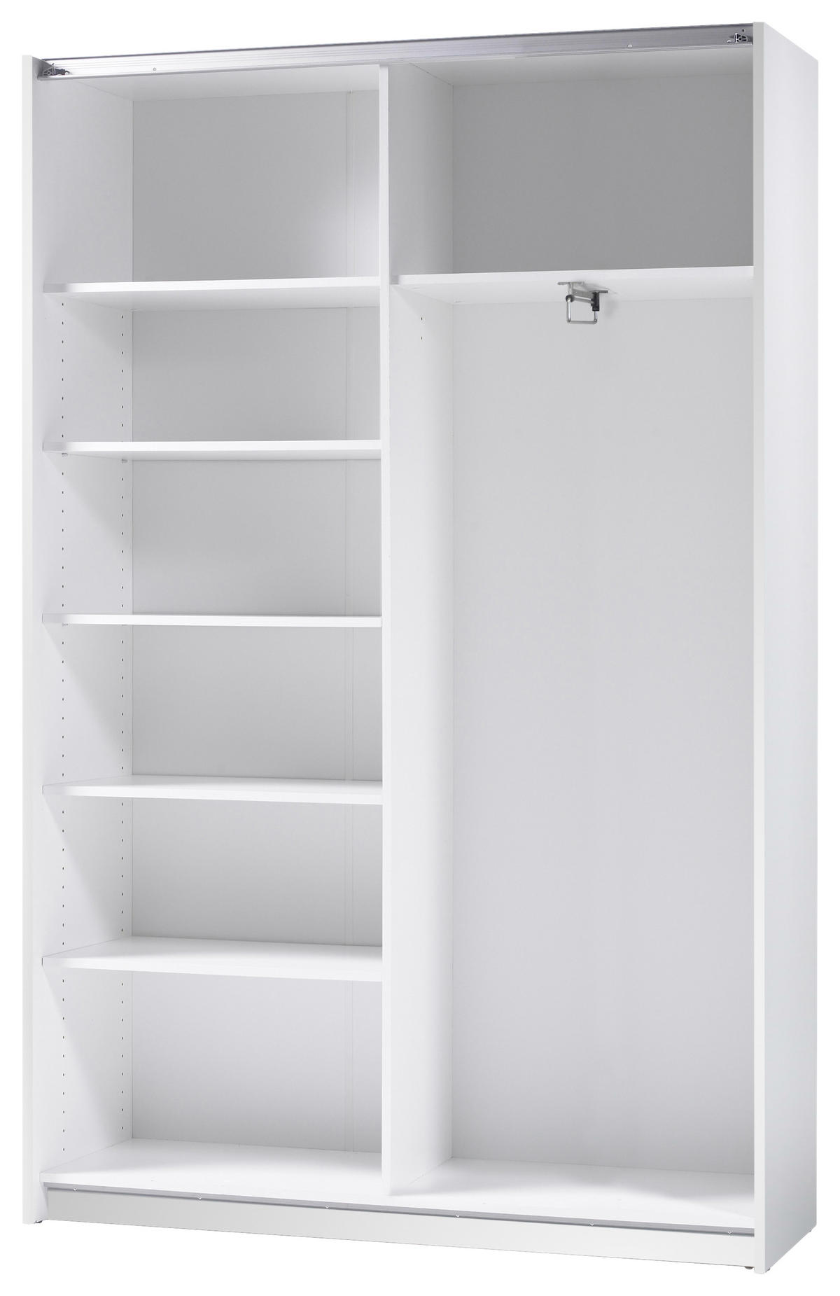 OMARA Z DRSNIMI VRATI, bela, srebrne barve  - srebrne barve/bela, Basics, steklo (125/195,5/38cm) - P & B