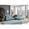 ECKSOFA in Mikrofaser Hellblau  - Schwarz/Hellblau, Design, Textil/Metall (301/207cm) - Xora