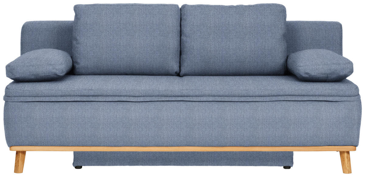 KANAPÉÁGY textil kék  - natúr/kék, Konventionell, textil/fa (203/95/96cm) - Venda
