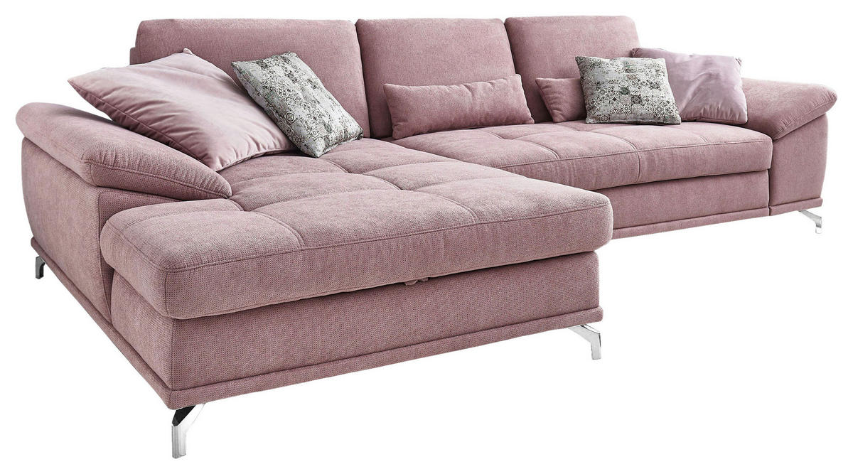 ECKSOFA  in Flachgewebe Flieder Sitztiefenverstellung  176/301 cm  - Silberfarben/Flieder, KONVENTIONELL, Textil/Metall (176/301cm) - Sit & More