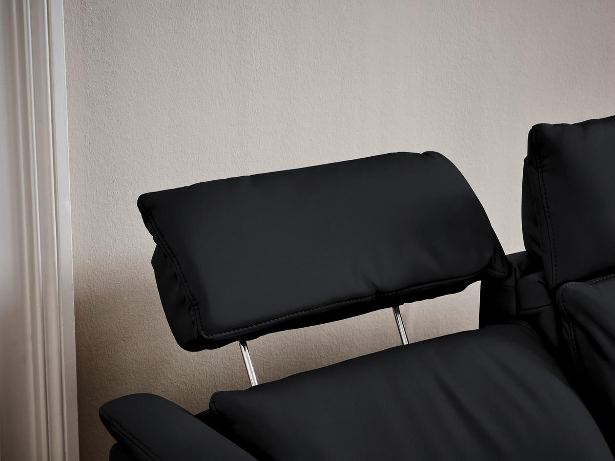 TRAPEZSOFA in Echtleder Anthrazit  - Anthrazit/Schwarz, Konventionell, Leder/Metall (221/103/95cm) - Dieter Knoll