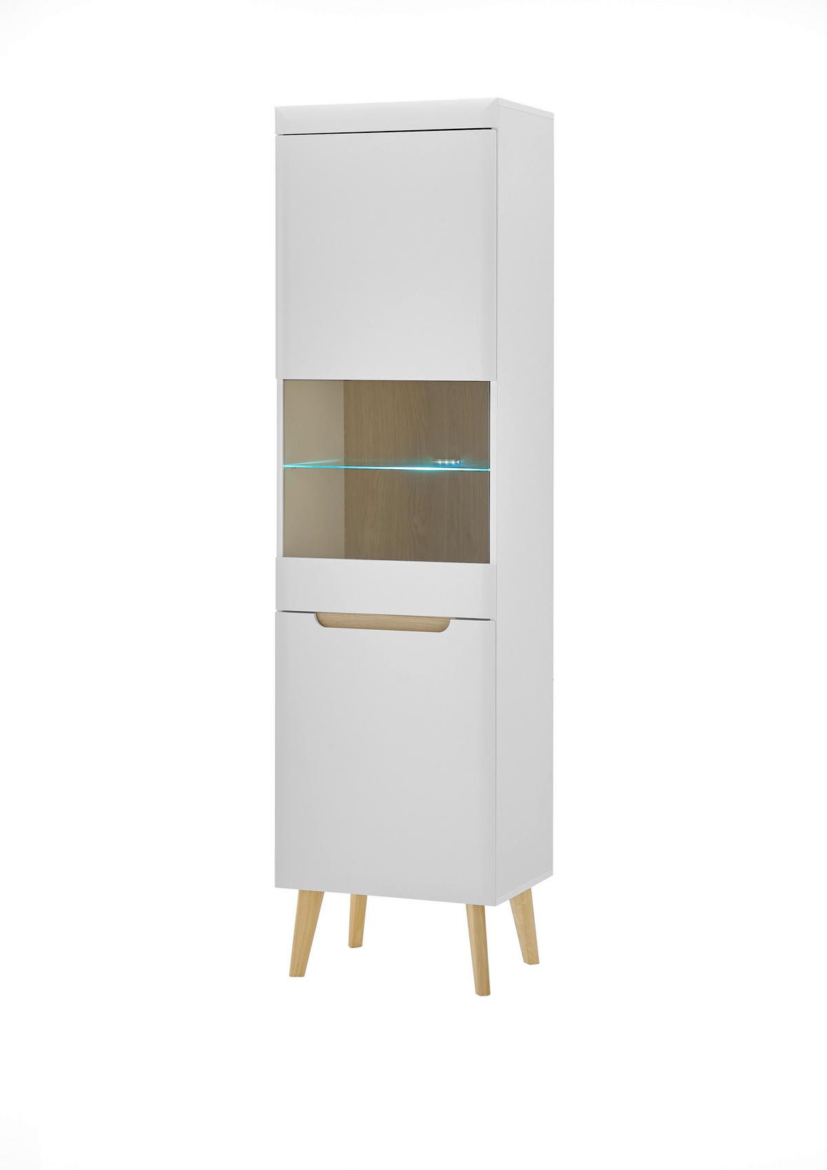VITRINE in Weiß, Eichefarben  - Eichefarben/Weiß, Design, Holzwerkstoff (50/197/40cm) - MID.YOU