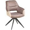ARMLEHNSTUHL  in Eisen Samt, Webstoff  - Beige/Schwarz, KONVENTIONELL, Textil/Metall (62/86/64cm) - MID.YOU