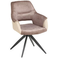 ARMLEHNSTUHL  in Eisen Samt, Webstoff  - Beige/Schwarz, KONVENTIONELL, Textil/Metall (62/86/64cm) - MID.YOU