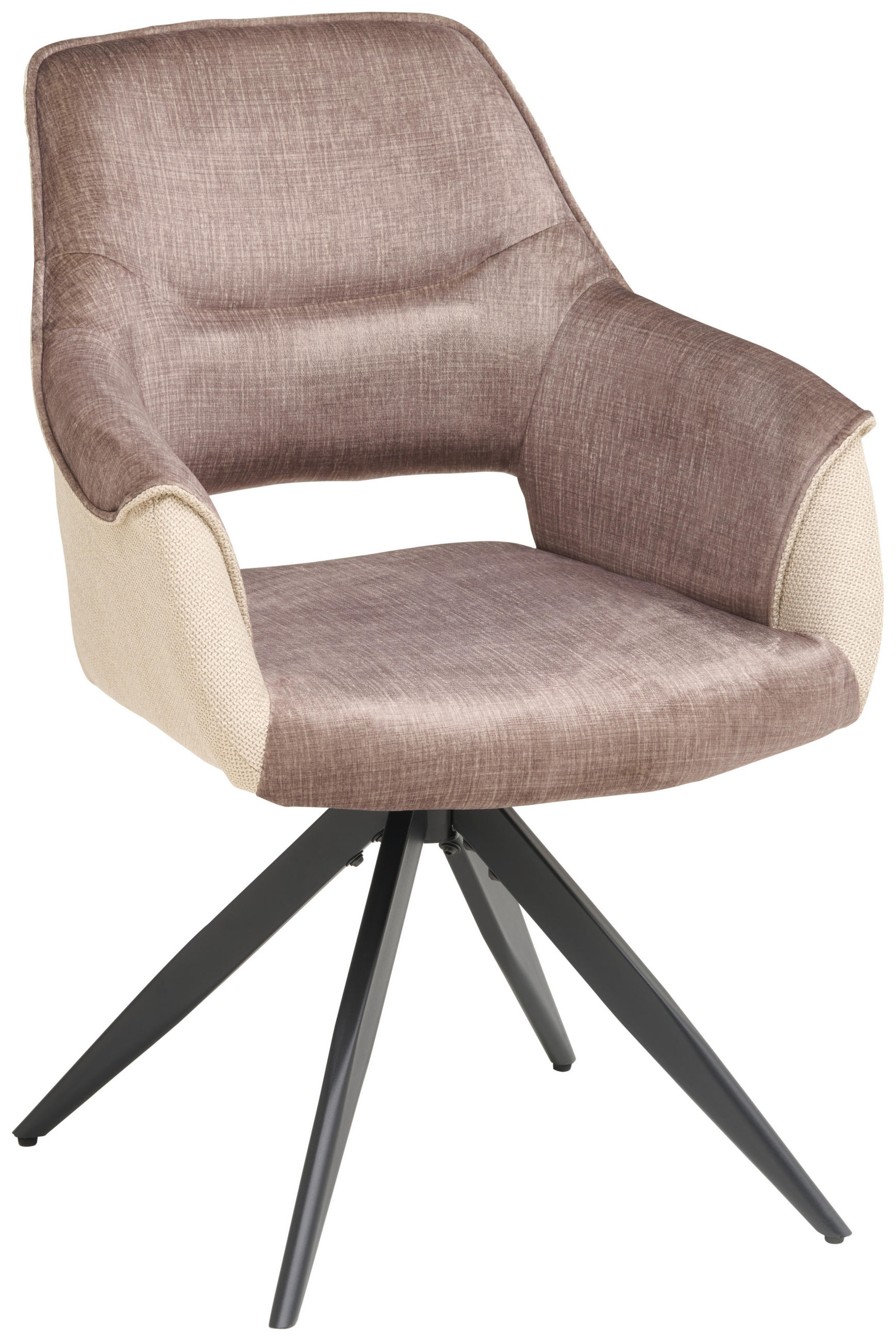 Scaun Cu Brațe din metal, textil, negru, bej