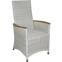 GARTENSESSEL Teakholz Aluminium Weiß, Alufarben, Teakfarben  - Alufarben/Weiß, Design, Holz/Kunststoff (67/107/67cm) - Zebra 