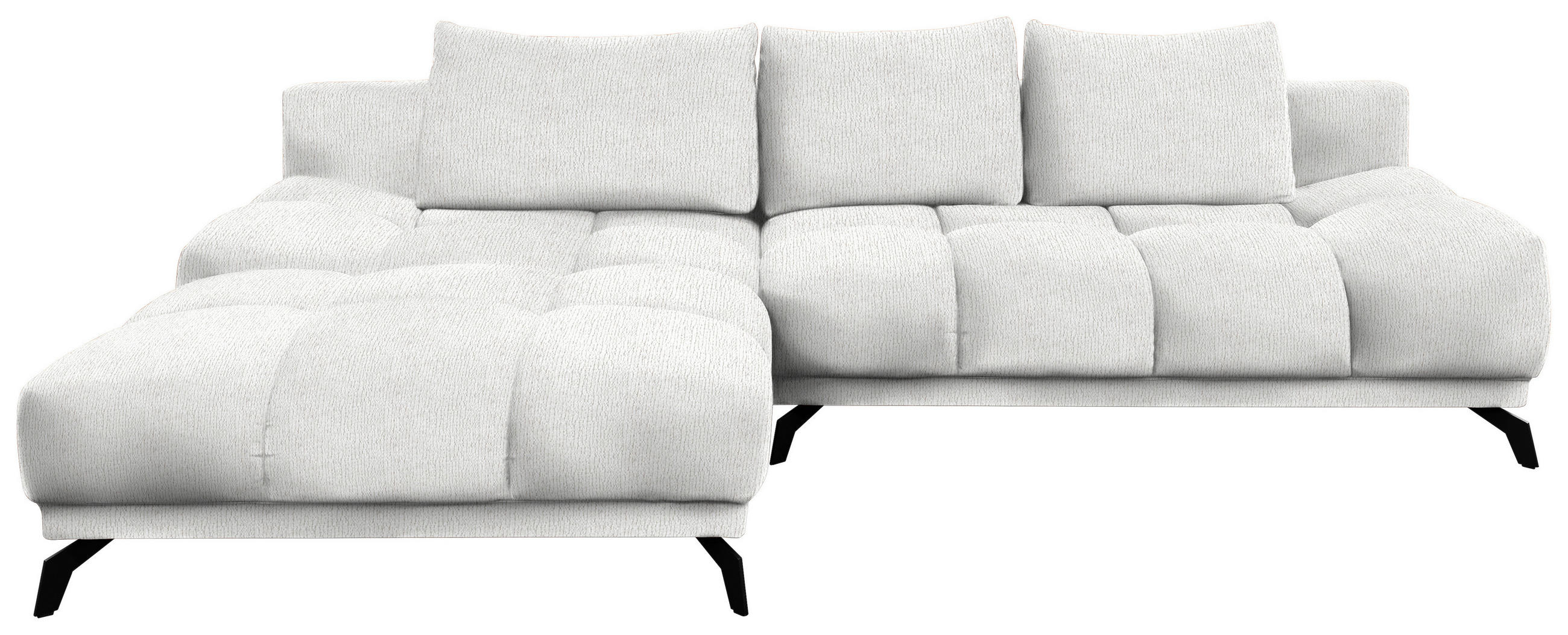 ECKSOFA in Chenille Ecru  - Ecru/Schwarz, Modern, Textil/Metall (182/290cm) - Hom`in