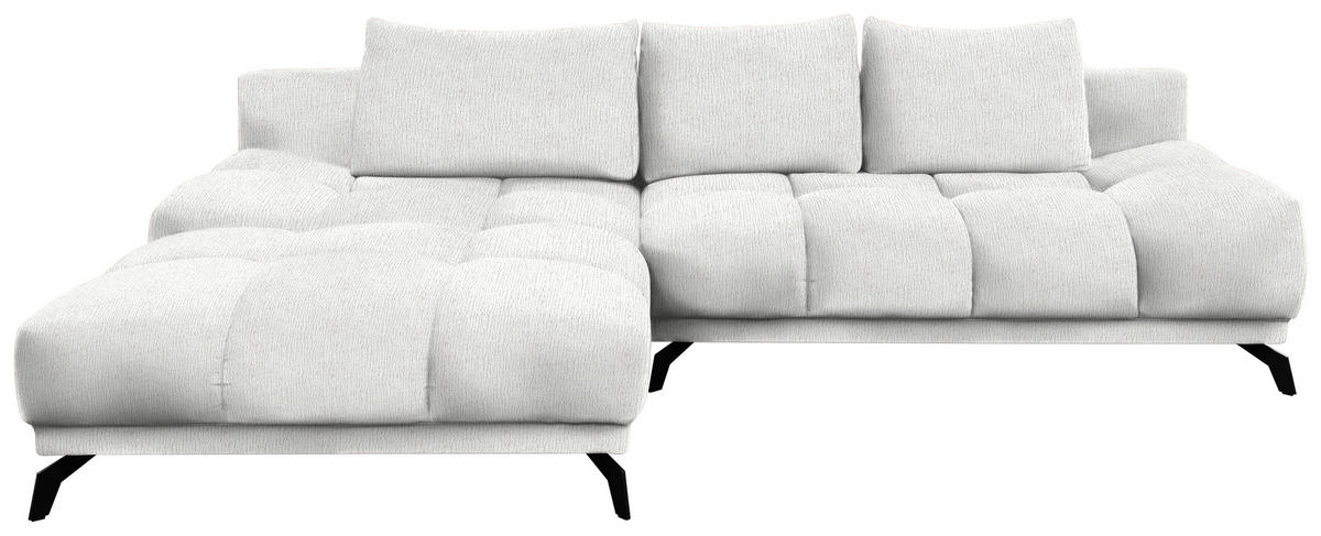 ECKSOFA in Chenille Ecru  - Ecru/Schwarz, Modern, Textil/Metall (182/290cm) - Hom`in
