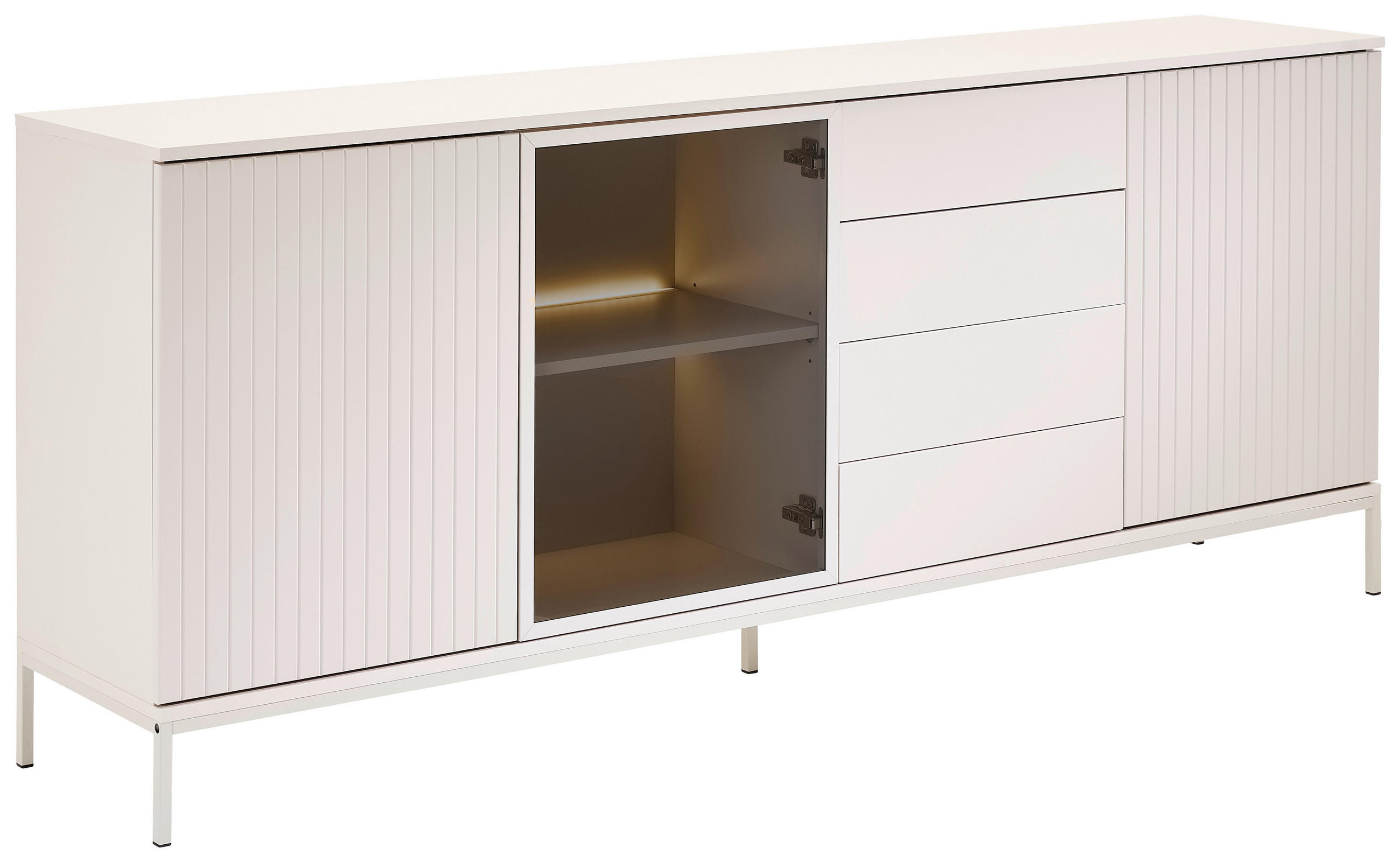 SIDEBOARD  205,8/81/38 cm 4 låda(or)  - kashmir, Klassisk, trämaterial/glas (205,8/81/38cm) - Xora