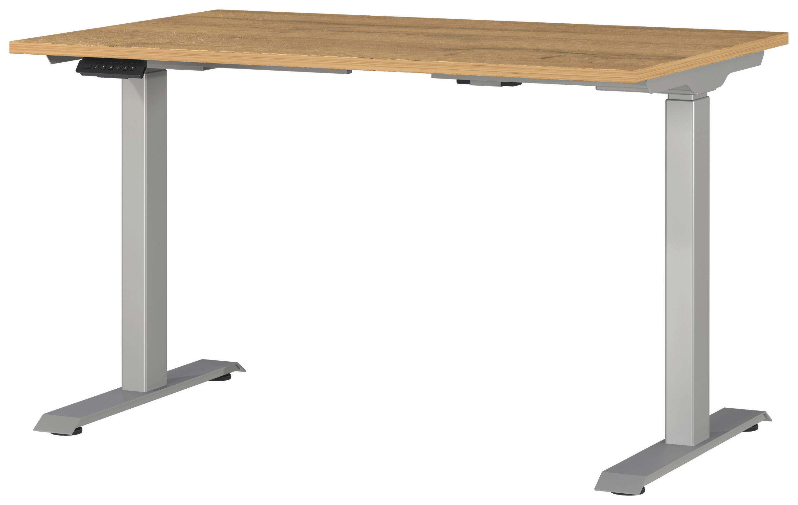 SCHREIBTISCH 120/80/72-118 cm  in Braun, Silberfarben, Eichefarben  - Eichefarben/Silberfarben, MODERN, Holzwerkstoff/Metall (120/80/72-118cm) - Novel