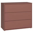 KOMMODE , 95/83/42 cm, 3 Schublade(n)  - Silberfarben/Terracotta, Trend, Holzwerkstoff/Kunststoff (95/83/42cm) - Carryhome