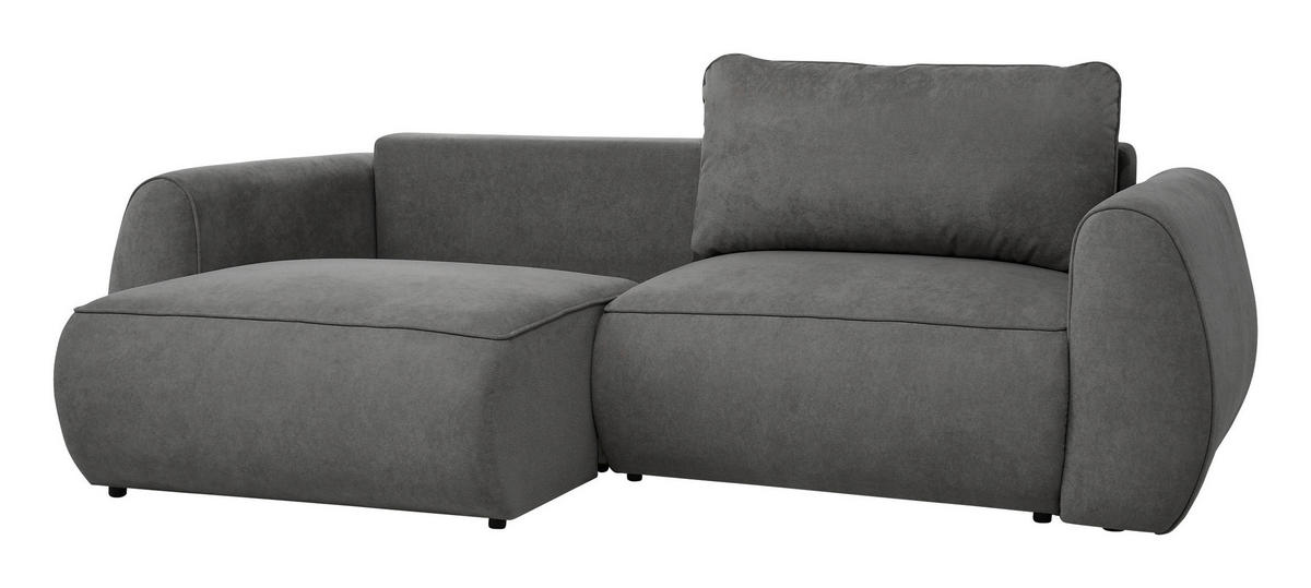 SCHLAFSOFA Jacquard Dunkelgrau  inkl. Rückenkissen, Bettkasten, Schlaffunktion, Rücken echt, Liegefläche im Originalstoff  - Dunkelgrau/Schwarz, KONVENTIONELL, Kunststoff/Textil (257/96/110cm) - Milino