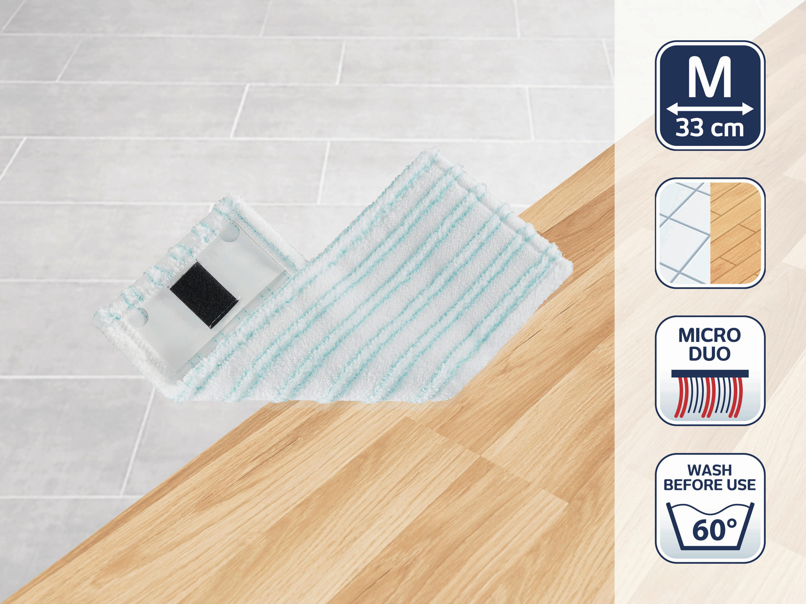 NÁHRADA K MOPU Clean twist M - bílá/tyrkysová, Basics, textil/plast (33cm) - Leifheit