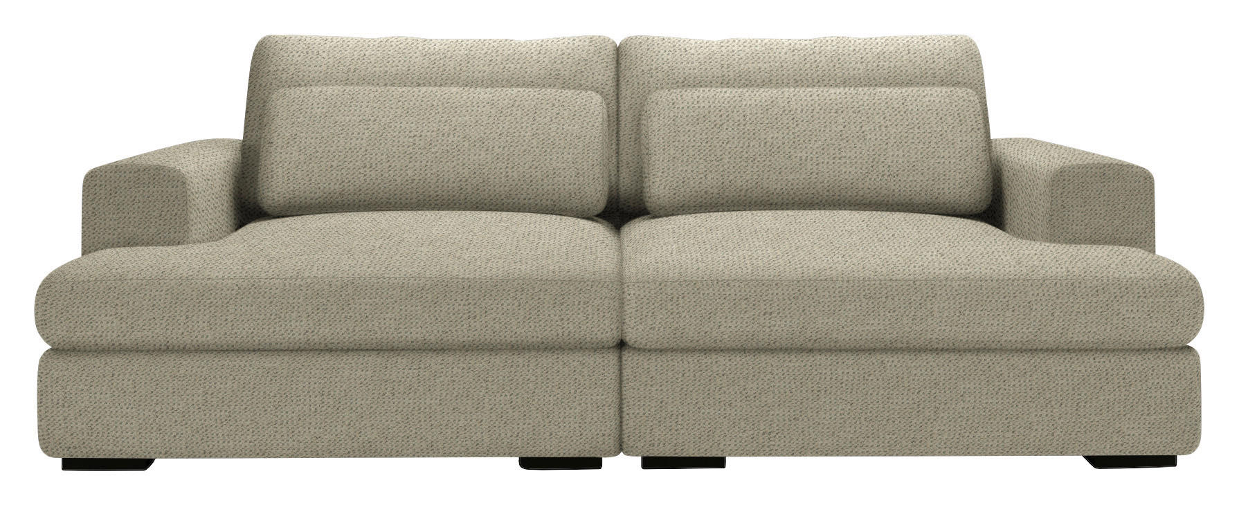 BIGSOFA Chenille Cappuccino  - Schwarz/Cappuccino, Design, Textil (218/80/158cm) - Lomoco