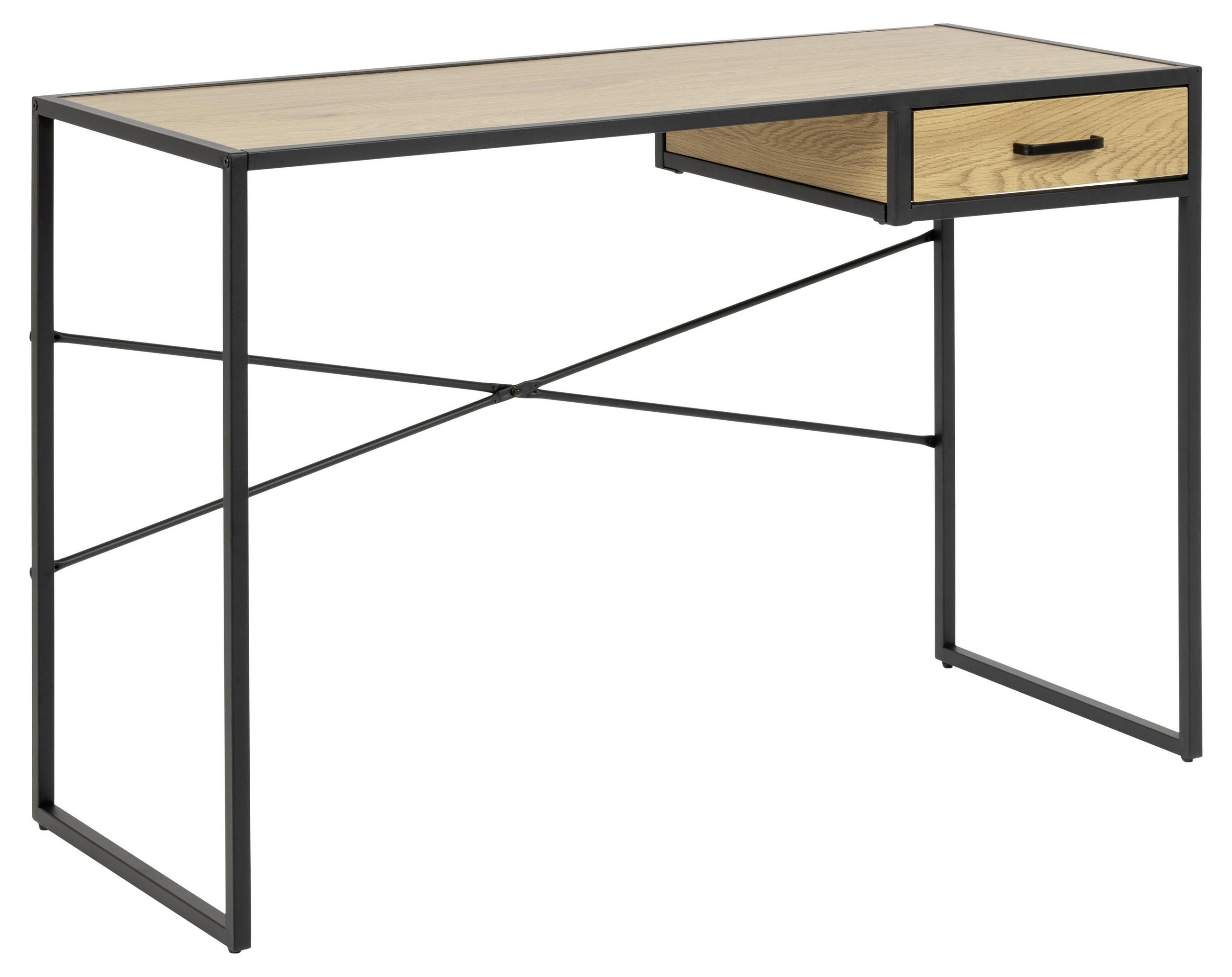 SCHREIBTISCH Schwarz, Eichefarben - Eichefarben/Schwarz, MODERN, Metall (110/45/75cm) - MID.YOU