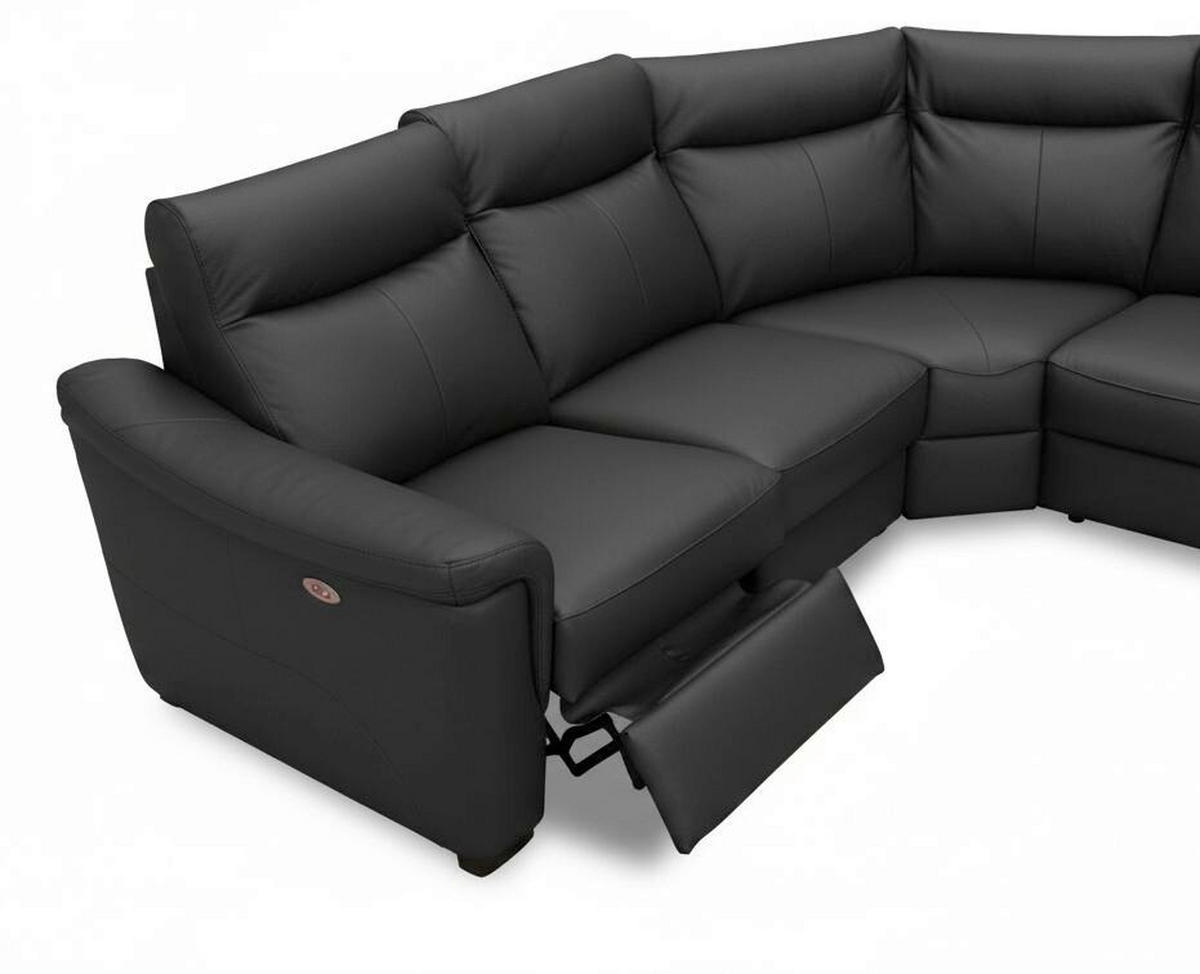 ECKSOFA Echtleder Schwarz  - Wengefarben/Schwarz, Design, Leder/Holz (260/229cm) - Livetastic