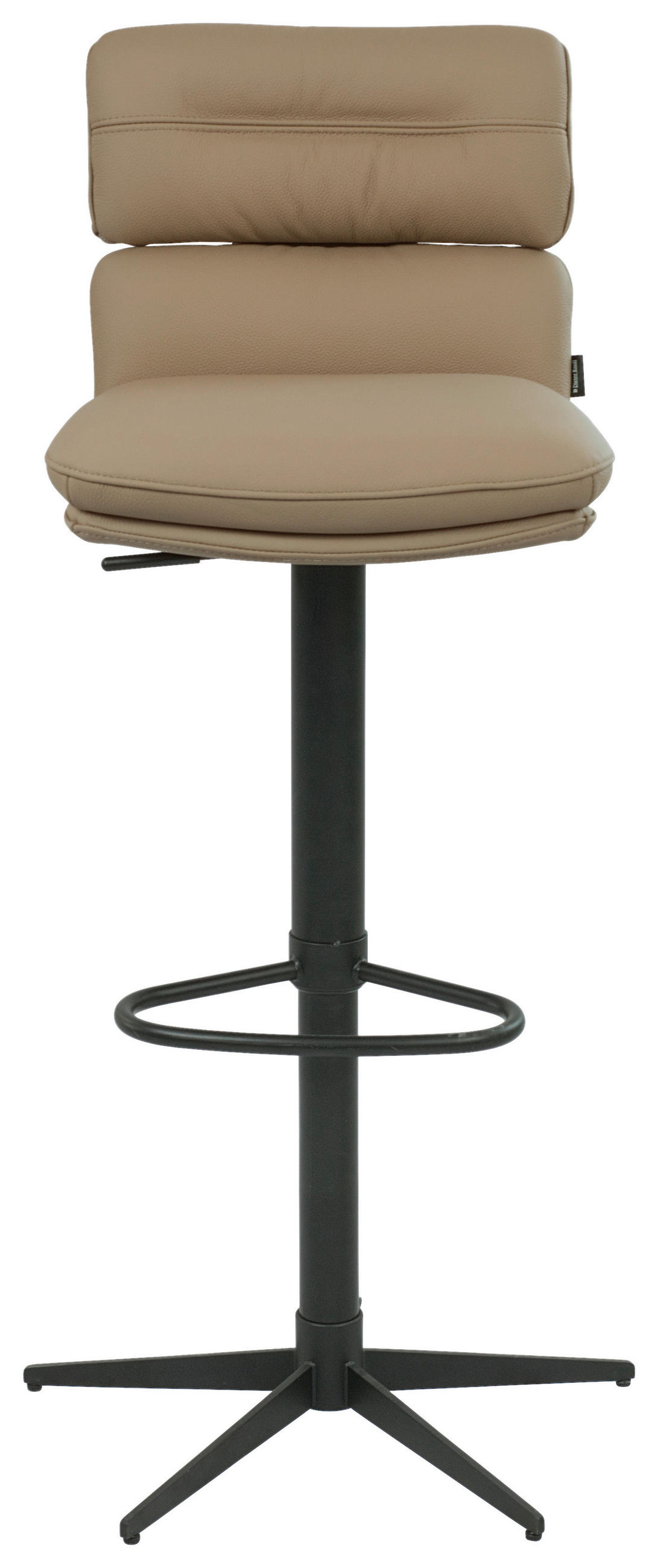 BARHOCKER Echtleder Schwarz, Taupe Eisen Lederauswahl, Stoffauswahl, Wippfunktion, Sitzfläche 360° drehbar  - Taupe/Schwarz, Design, Leder/Metall (42/99-117/50cm) - Dieter Knoll