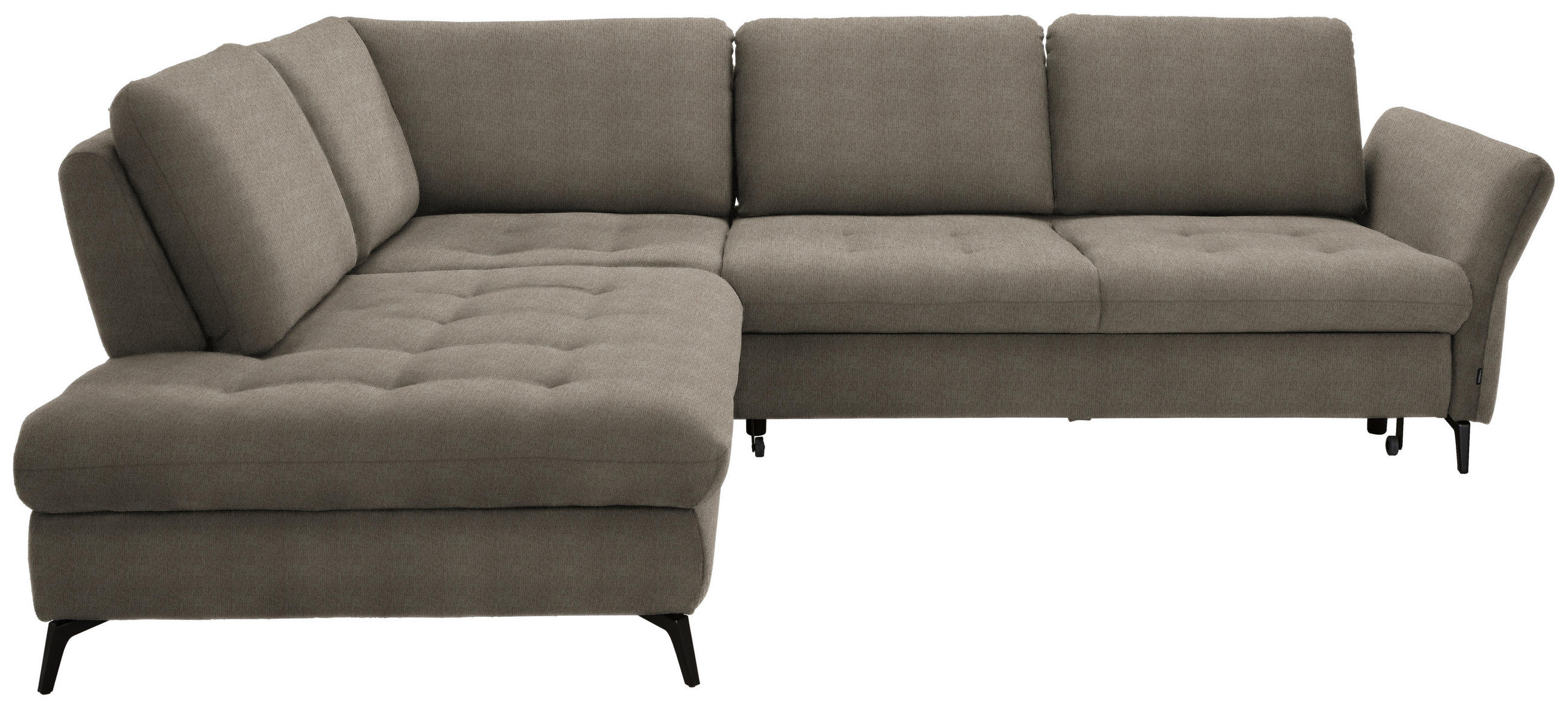 ECKSOFA in Chenille Greige  233/288 cm  - Greige/Schwarz, Natur, Textil/Metall (233/288cm) - Valnatura