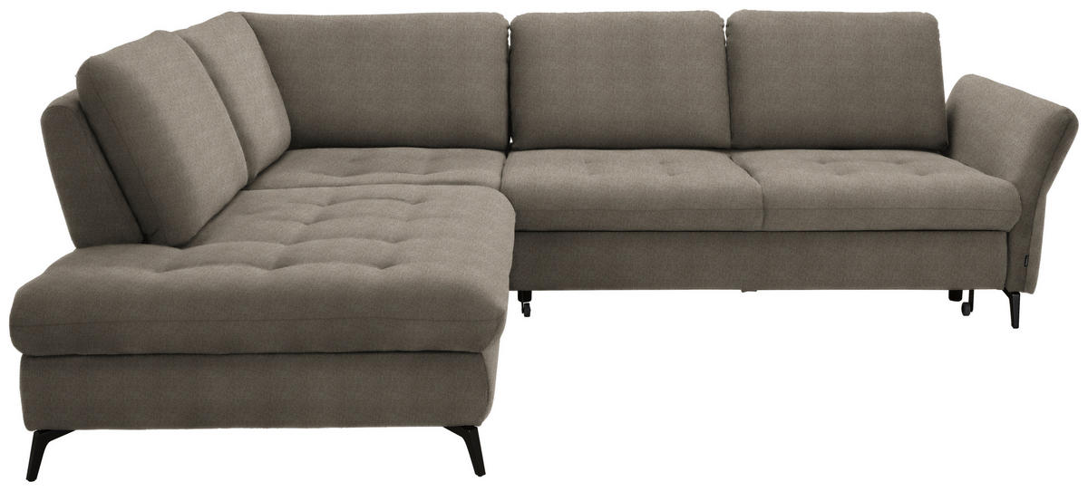 ECKSOFA in Chenille Greige  - Greige/Schwarz, Natur, Textil/Metall (233/288cm) - Valnatura