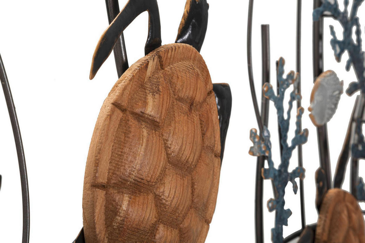 Wanddeko Turtle Metall, Holzwerkstoff  - Schwarz/Naturfarben, Basics, Holzwerkstoff/Metall (132.7/69.9/5.7cm)