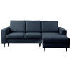 ECKSOFA Struktur Dunkelblau  - Schwarz/Dunkelblau, Modern, Holz/Kunststoff (230/145cm) - MID.YOU