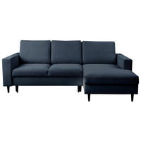 ECKSOFA Struktur Dunkelblau  - Schwarz/Dunkelblau, Modern, Holz/Kunststoff (230/145cm) - MID.YOU