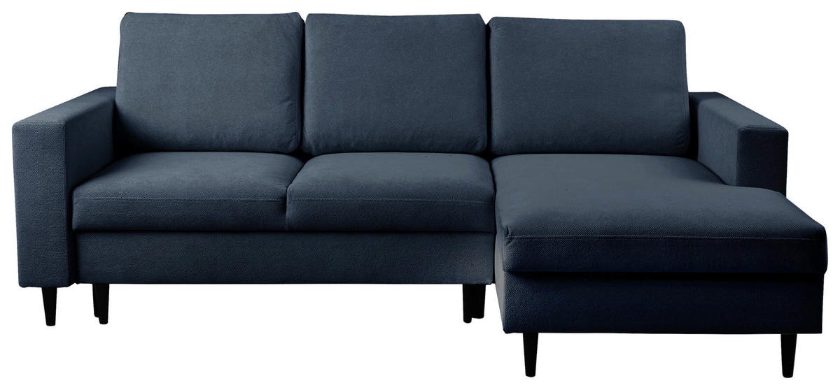 ECKSOFA Struktur Dunkelblau  - Schwarz/Dunkelblau, Modern, Holz/Kunststoff (230/145cm) - MID.YOU