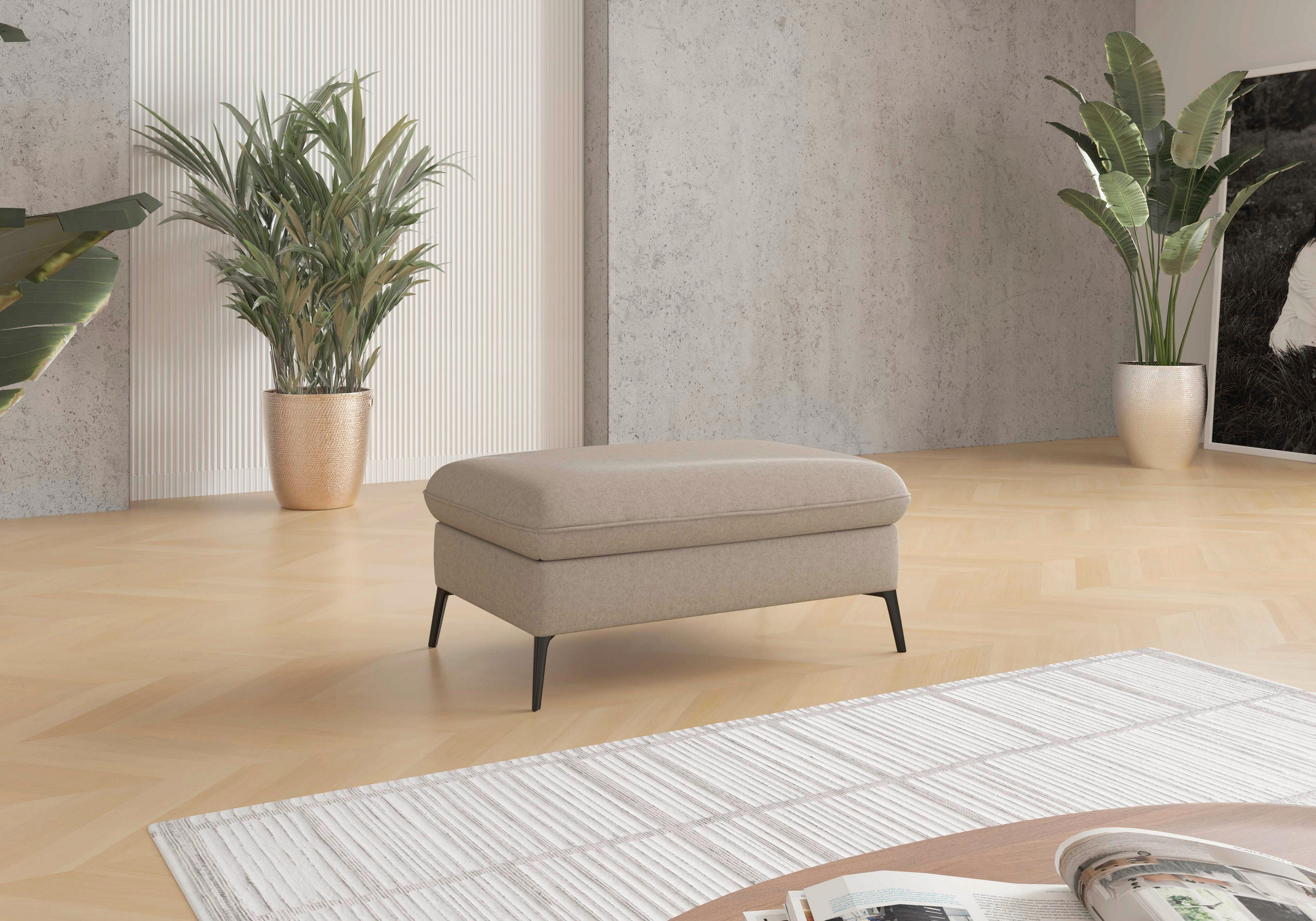 HOCKER Flachgewebe Taupe  - Taupe/Creme, KONVENTIONELL, Textil/Metall (104/47/69cm) - Sit & More