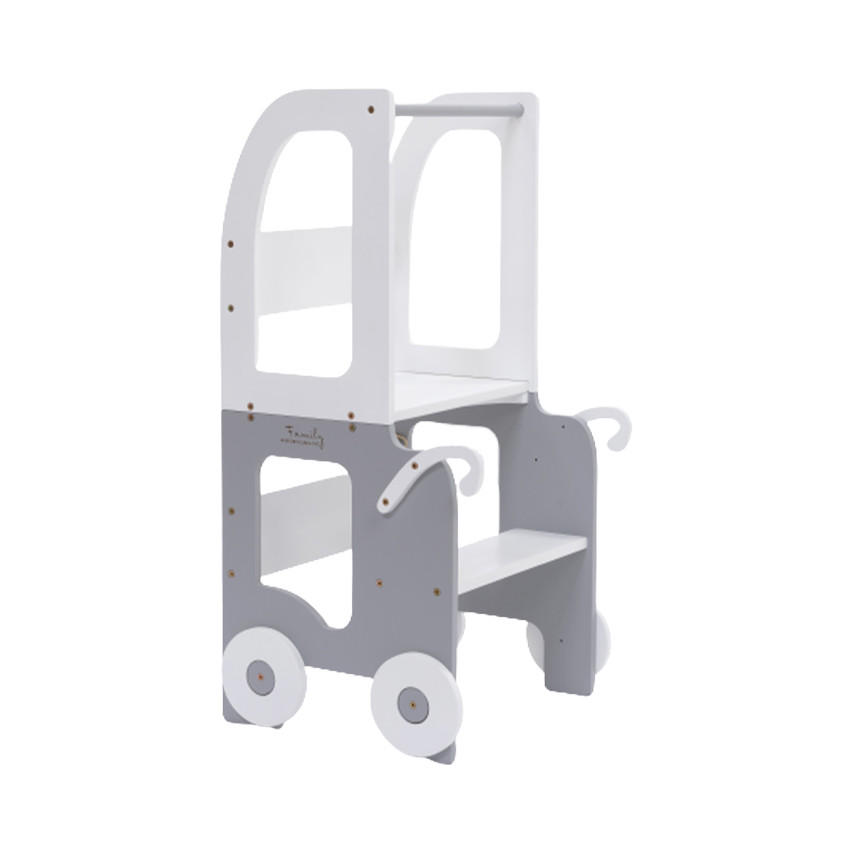 Hochstuhl Trolley aus Holz Grau/Weiß